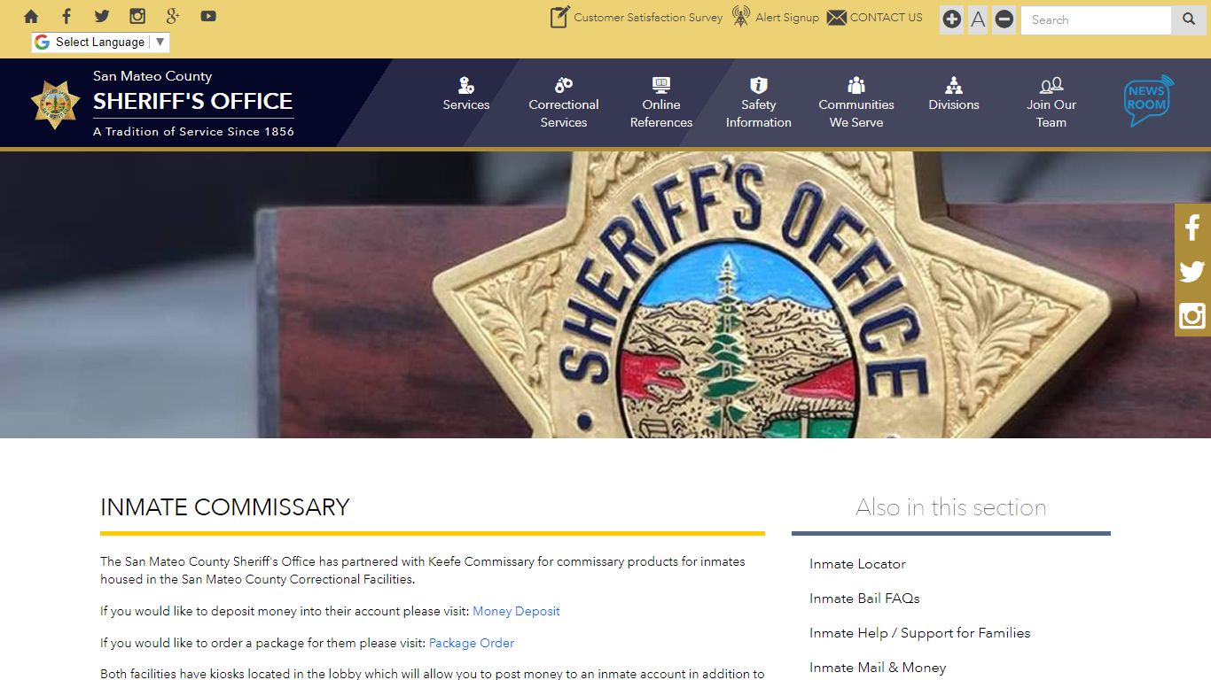 Inmate Commissary | San Mateo County Sheriff's Office